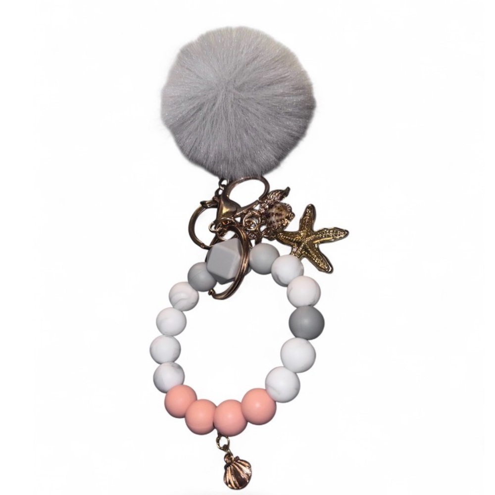 Elegant Gold and Pink Charm Bracelet Keychain - Picture 4 of 6